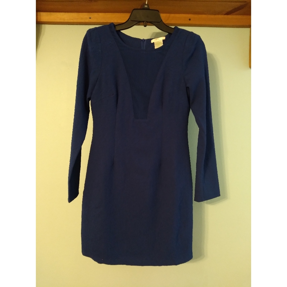 Esley Long Sleeved Blue Fitted Dress
